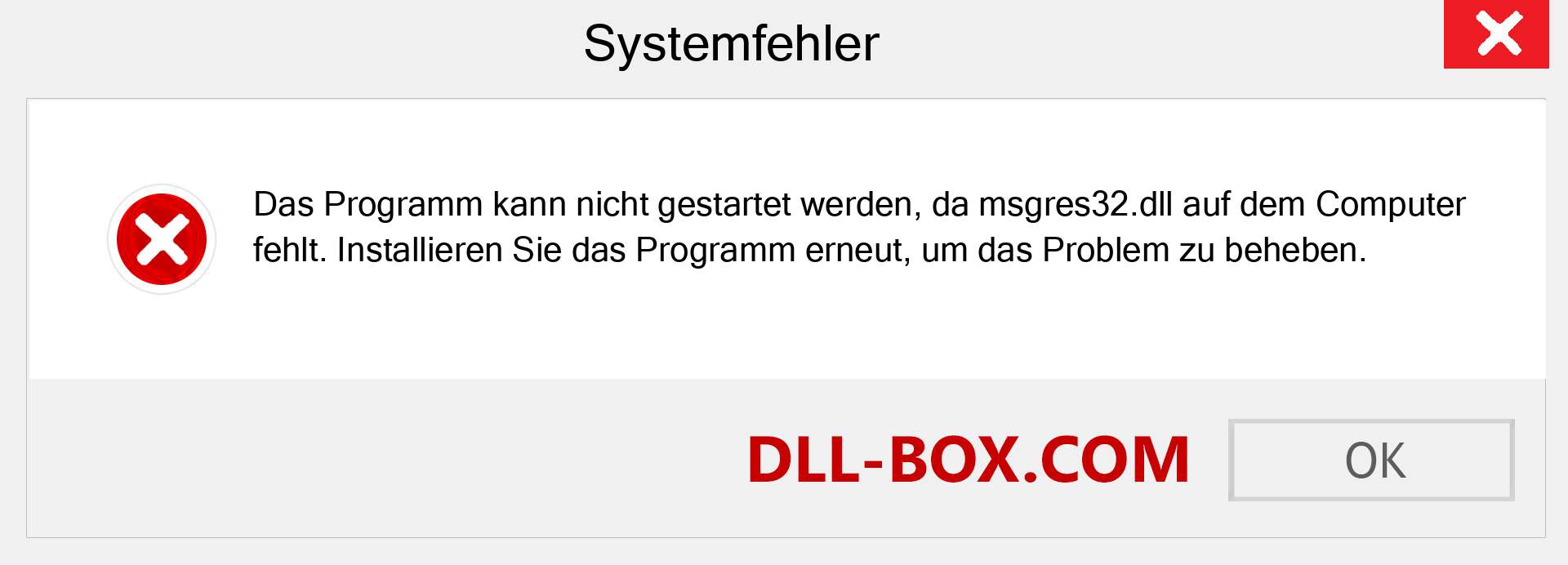 msgres32.dll-Datei fehlt?. Download für Windows 7, 8, 10 - Fix msgres32 dll Missing Error unter Windows, Fotos, Bildern