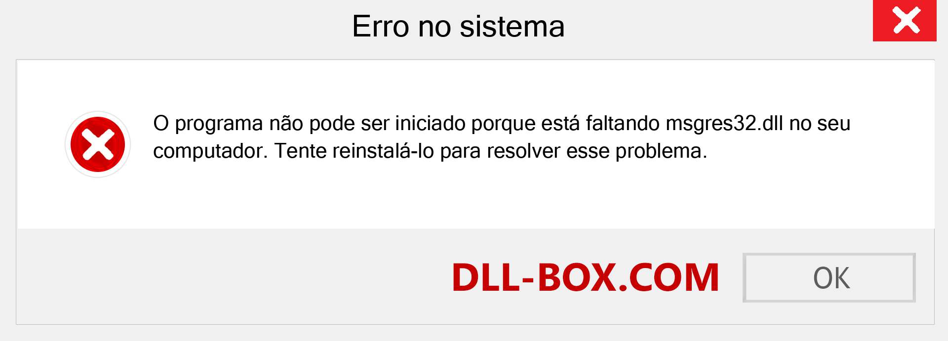 Arquivo msgres32.dll ausente ?. Download para Windows 7, 8, 10 - Correção de erro ausente msgres32 dll no Windows, fotos, imagens